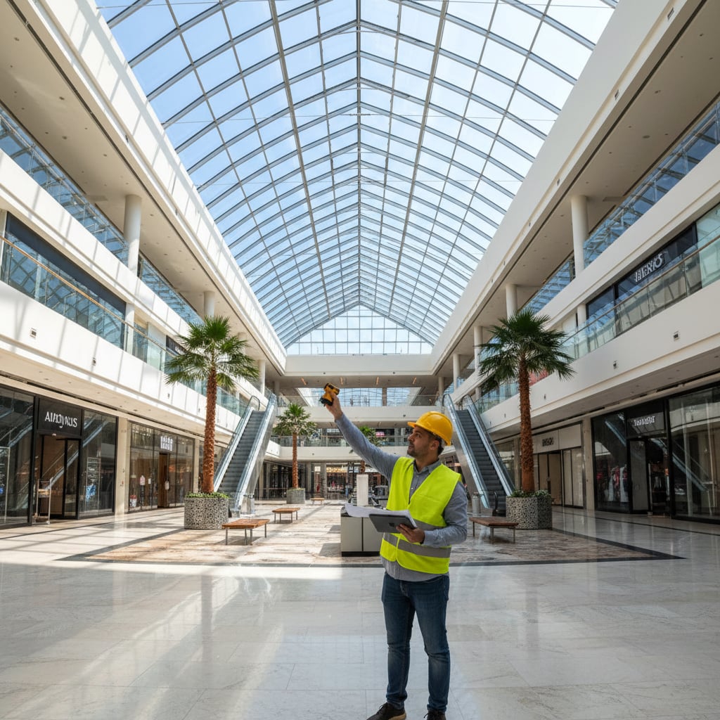 Потолок в ТЦ: разметка и подготовка Потолок в ТЦ: разметка и подготовка